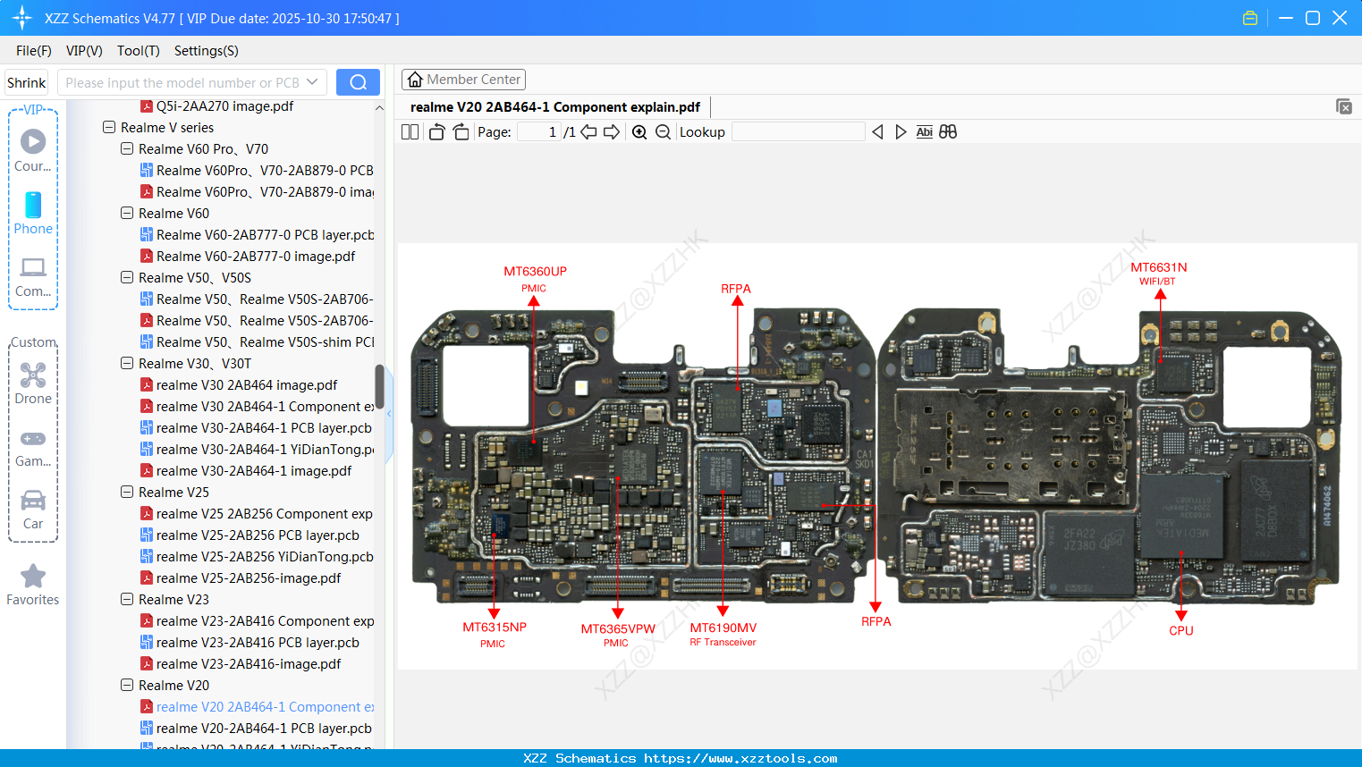 Realme V20 2AB464-1 Component Explain